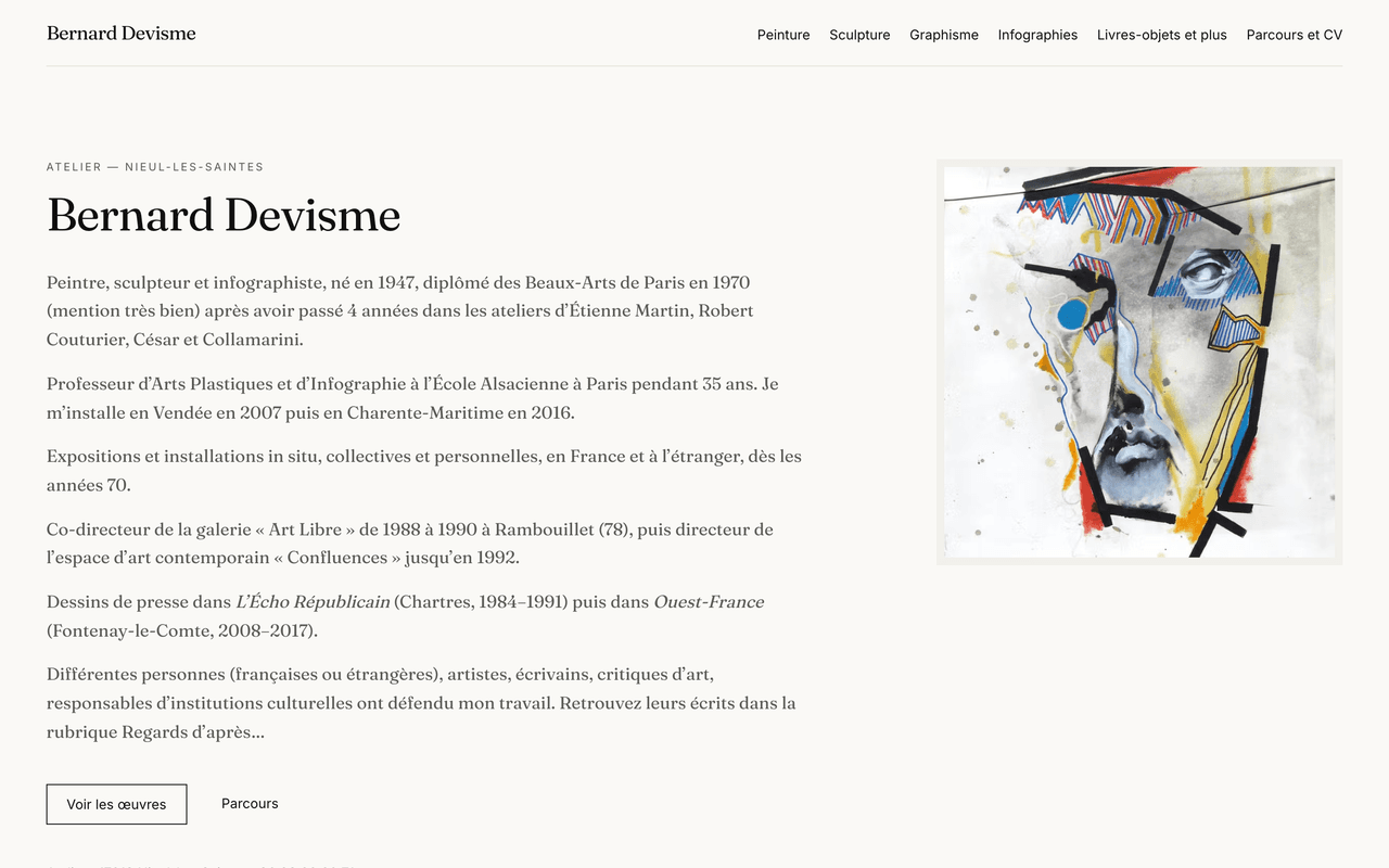 Site Bernard Devisme sur ordinateur