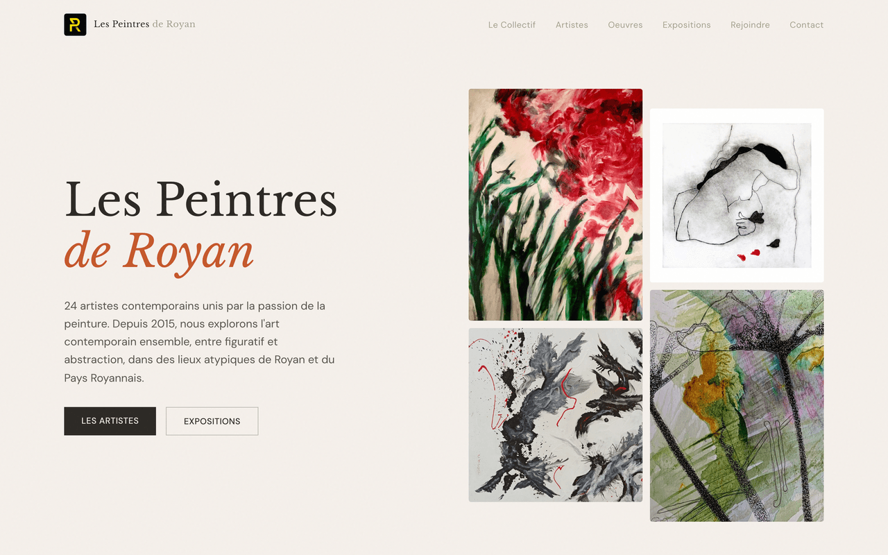 Site Les Peintres de Royan sur ordinateur